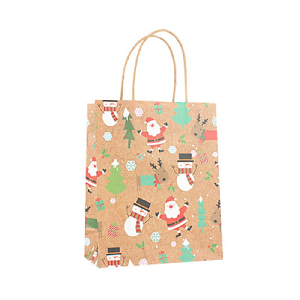 1Pc Merry Christmas Kraft Paper Bag Santa Claus Gift Bags Candy Bag