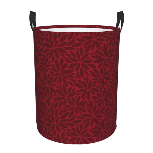 Fotbe Burgundy Floral Cesto de Ropa con Asas, Cesto Impermeable de Gran Capacidad, Bolsa de Lavado para Dormitorio, Cesto de Ropa con Ruedas y Asas-Small