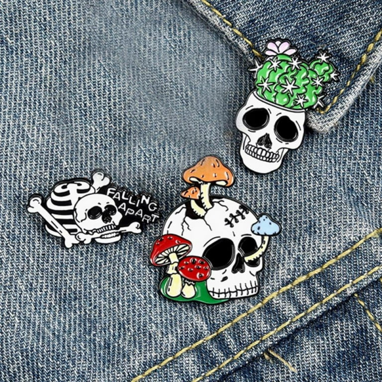 Skull Brooches Boys and girls Skeleton Enamel Pin Lapel Punk Pins
