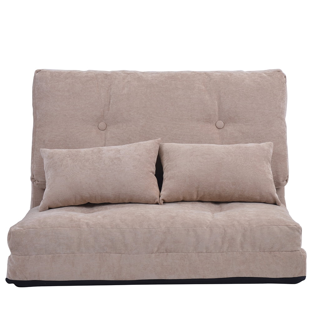 Kepooman Adjustable Folding Lounge Futon Sofa with Two Pillows for Floor, Beige Kepooman Adjustable Folding Lounge Futon Sofa with Two Pillows for Floor, Beige