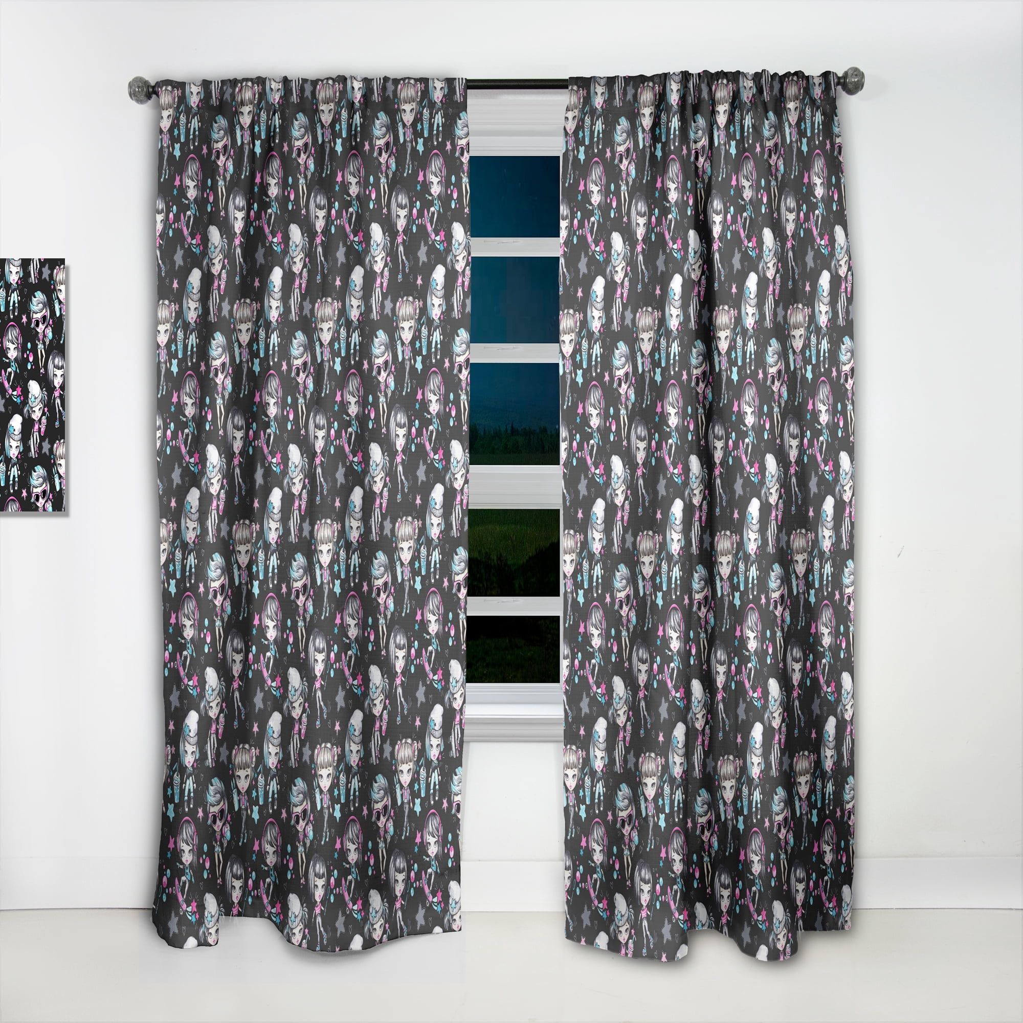 Designart 'Fashion Teenager Girl Glamorous' Modern Curtain Panel