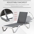 thumbnail image 4 of Outsunny Outdoor Chaise Lounge Chair, Patio Aluminum Tanning Chair with 5-Level Adjustable Back, Portable Wheels, Breathable Mesh Fabric, for Pool, Deck,  Garden, Blue, 4 of 10