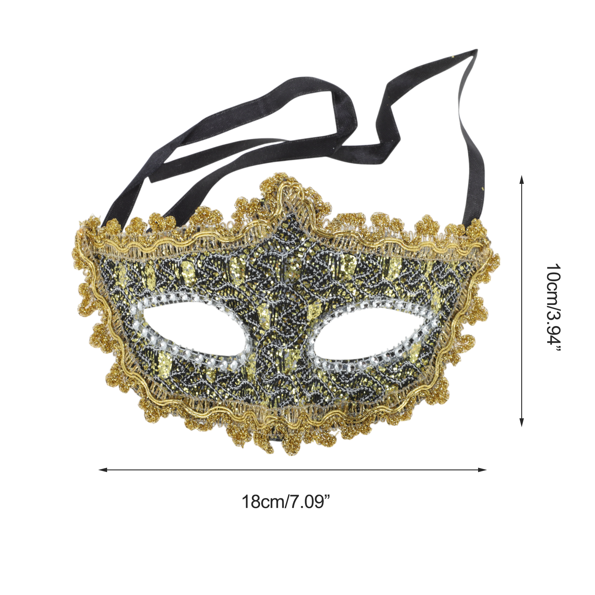 Unique Bargains 1 Pack Pointed Head Dragon-Design Half Face Mask Black, Gold Tone