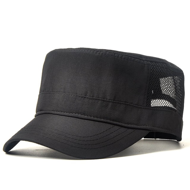 Gorra plana de malla para hombre y adulto, gorro militar de poliéster de gran tamaño, estilo informal, ideal para el verano y exteriores, 55-60cm, 60-66cm