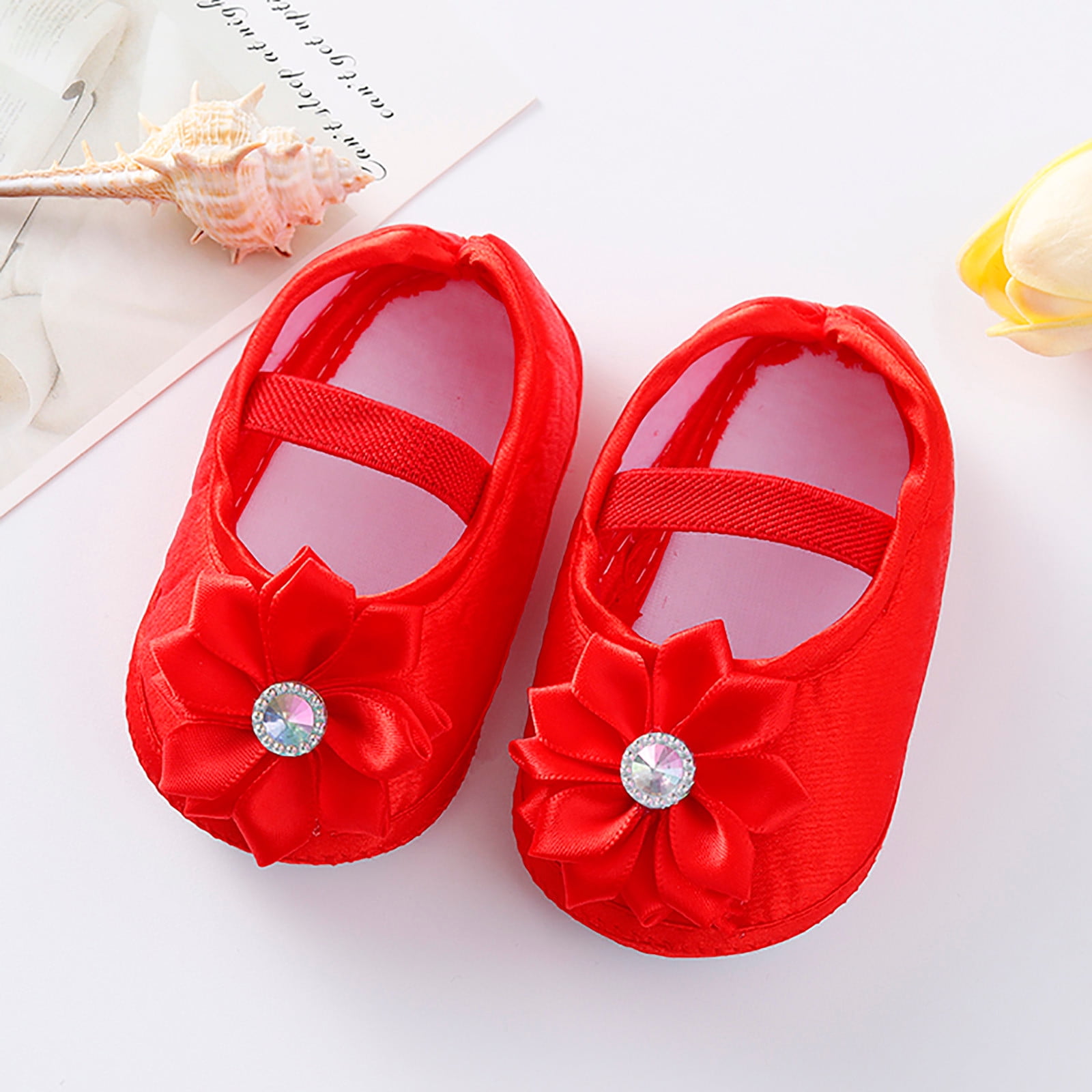 TOWED22 Toddler Little Girls Mary Jane Flats Shoes Slip on School Party Dress Shoes Red 6 Walmart