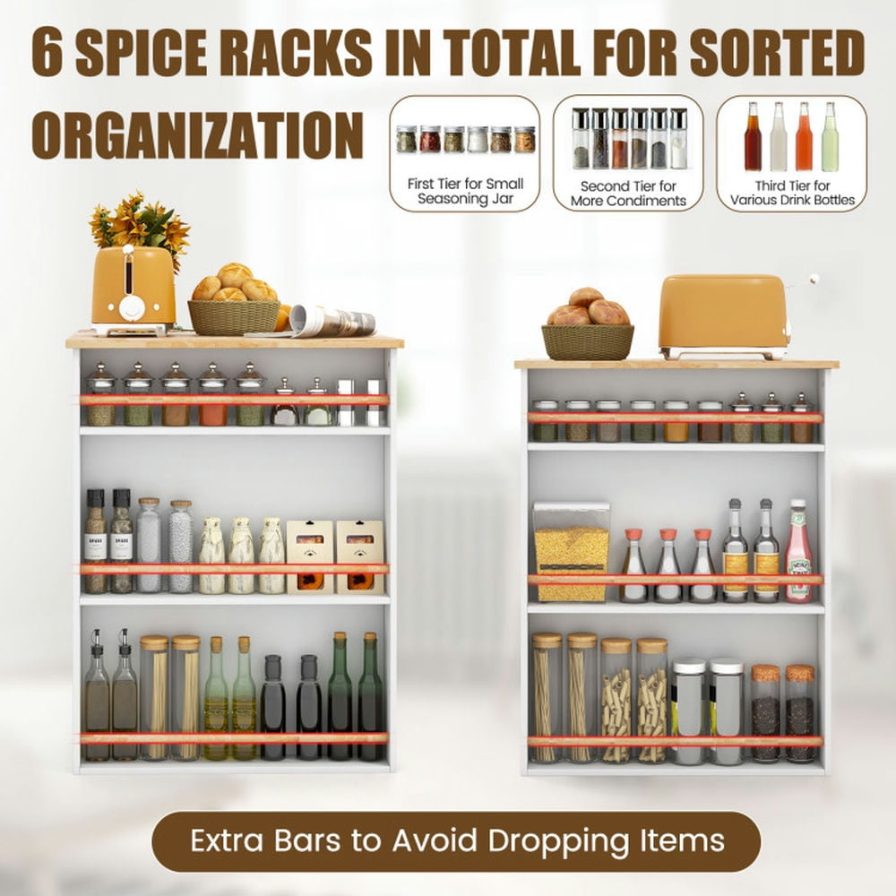 Finihen Rolling Storage Cabinet Cart, Kitchen Island Cart, Modern Kitchen Island with Rubber Wood Countertop and Storage, for Kitchen, Dining Room, White Finihen Rolling Storage Cabinet Cart, Kitchen Island Cart, Modern Kitchen Island with Rubber Wood Countertop and Storage, for Kitchen, Dining Room, White