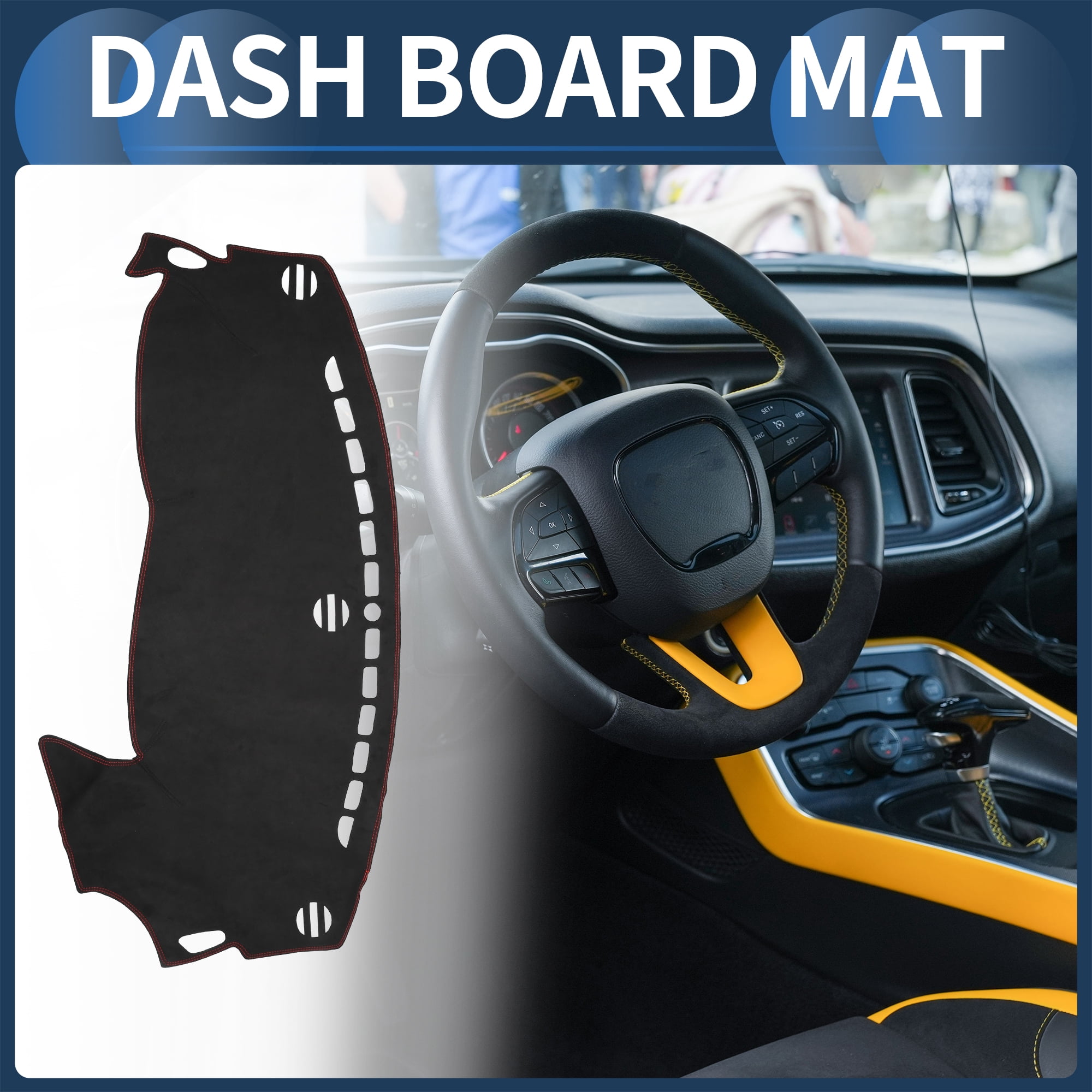 Unique Bargains Dash Cover Interior Non-Slip Dashboard Carpet Mat Pad for Dodge Dart 2013-2016 Suede Black Red
