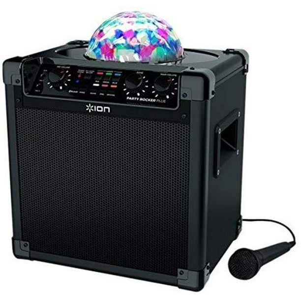 ION Audio Party Rocker Plus Portable Bluetooth Party Haut-Parleur Système Karaoké avec Batterie Rechargeable Intégrée, Microphone d'Affichage de la Lumière Party Contrôlé par Application