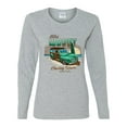 thumbnail image 2 of 1946 Vintage Ford Woody Chasing Waves Cars and Trucks Womens Graphic Long Sleeve T-Shirt, Heather Grey, Small, 2 of 3