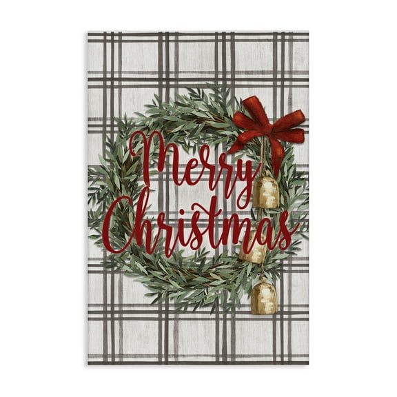 Stupell Industries Plaid Christmas Wreath Holiday Painting Gallery Wrapped Canvas Art Prints Wall Art, 16 x 24