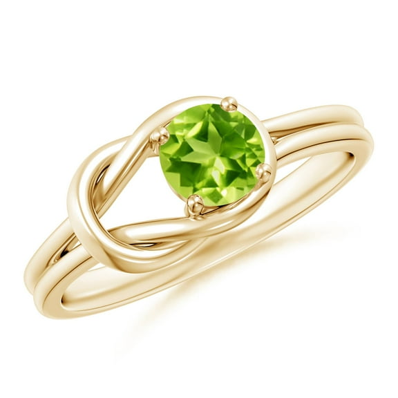 ANGARA Natural Solitaire Peridot Infinity Knot Ring in 14K Yellow Gold for Women (Size-5mm) | August Birthstone, Birthday, Anniversary, Jewelry Gift for Women | Natural Peridot Ring