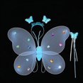 thumbnail image 1 of Alas de mariposa luminosas para decoración de espalda de niña, juguete flash para niños, maravillosa varita mágica de hadas, juego de tres piezas de hadas de flores, 1 of 6