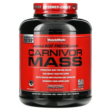 MuscleMeds Carnivor Mass, Anabolic Beef Protein Gainer, Cookies & Cream, 5.8 lbs (2,632 g)