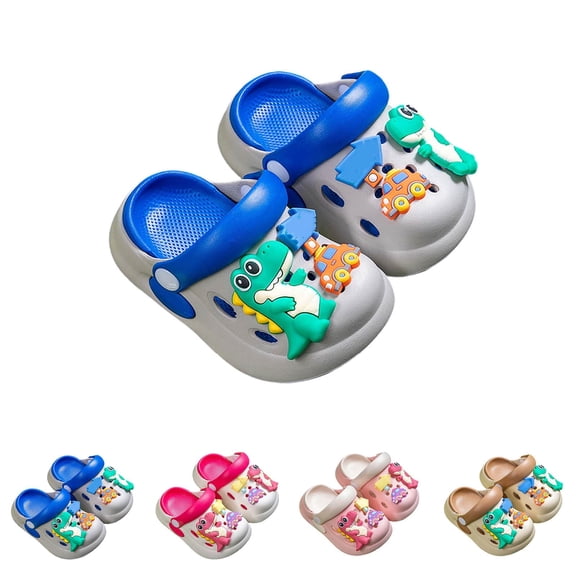 Rhuody Infant Girls slipper Soft Sole Closed Toe Clogs Adjustable Strap slip On Summer Sandals Versatile Feetwear Grey 0-1 Years