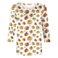 thumbnail image 4 of SOOMLON Womens Halloween Costumes Halloween Sweatshirts for Women Halloween Graphic Shirt Casual Pullover Top 3/4 Sleeve Crew Neck Pumpkin Top Oversized Witchy Clothes Winter Clothes White XXXL, 4 of 5