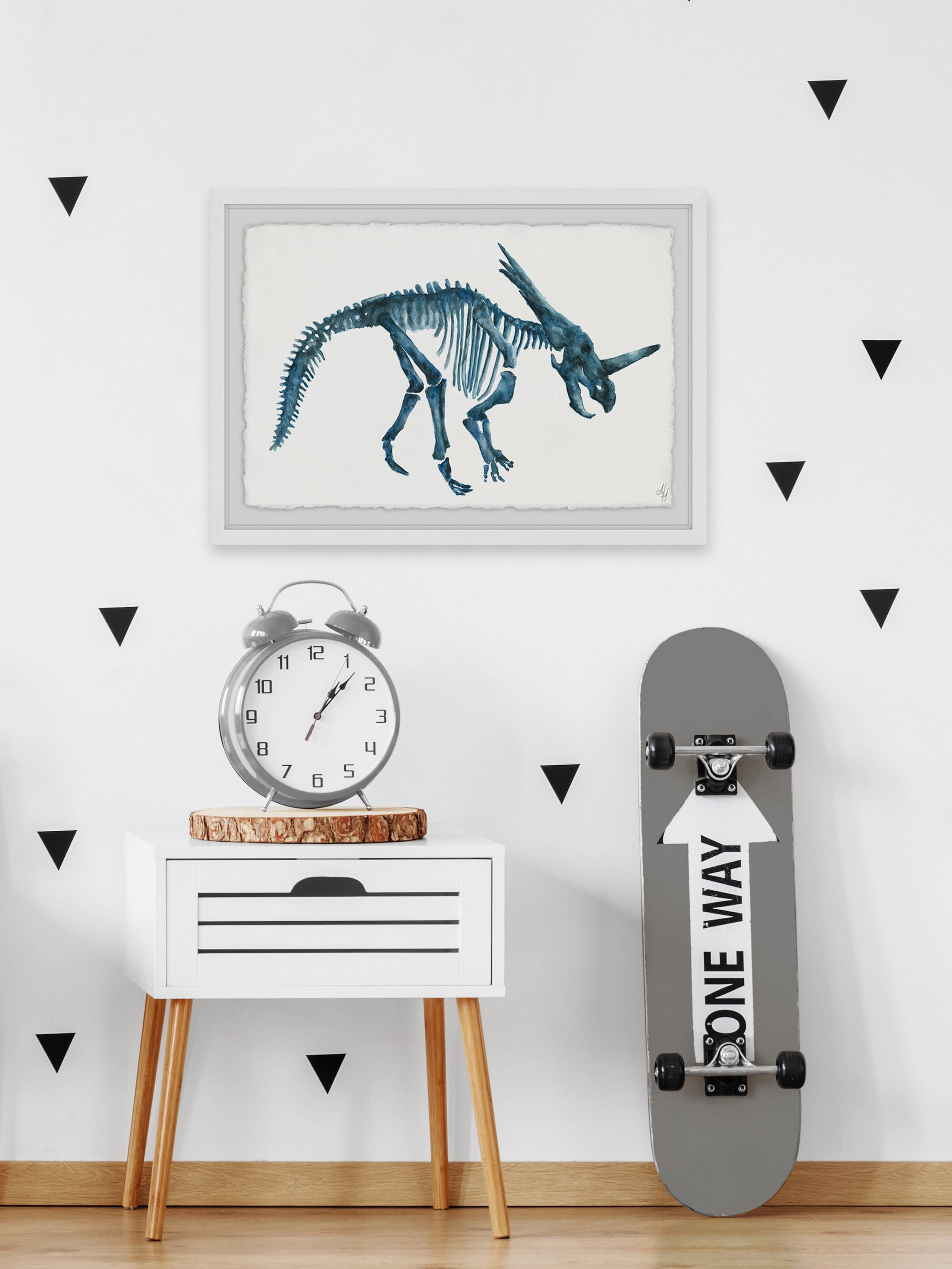 Marmont Hill Blue Dino Skeleton Framed Wall Art