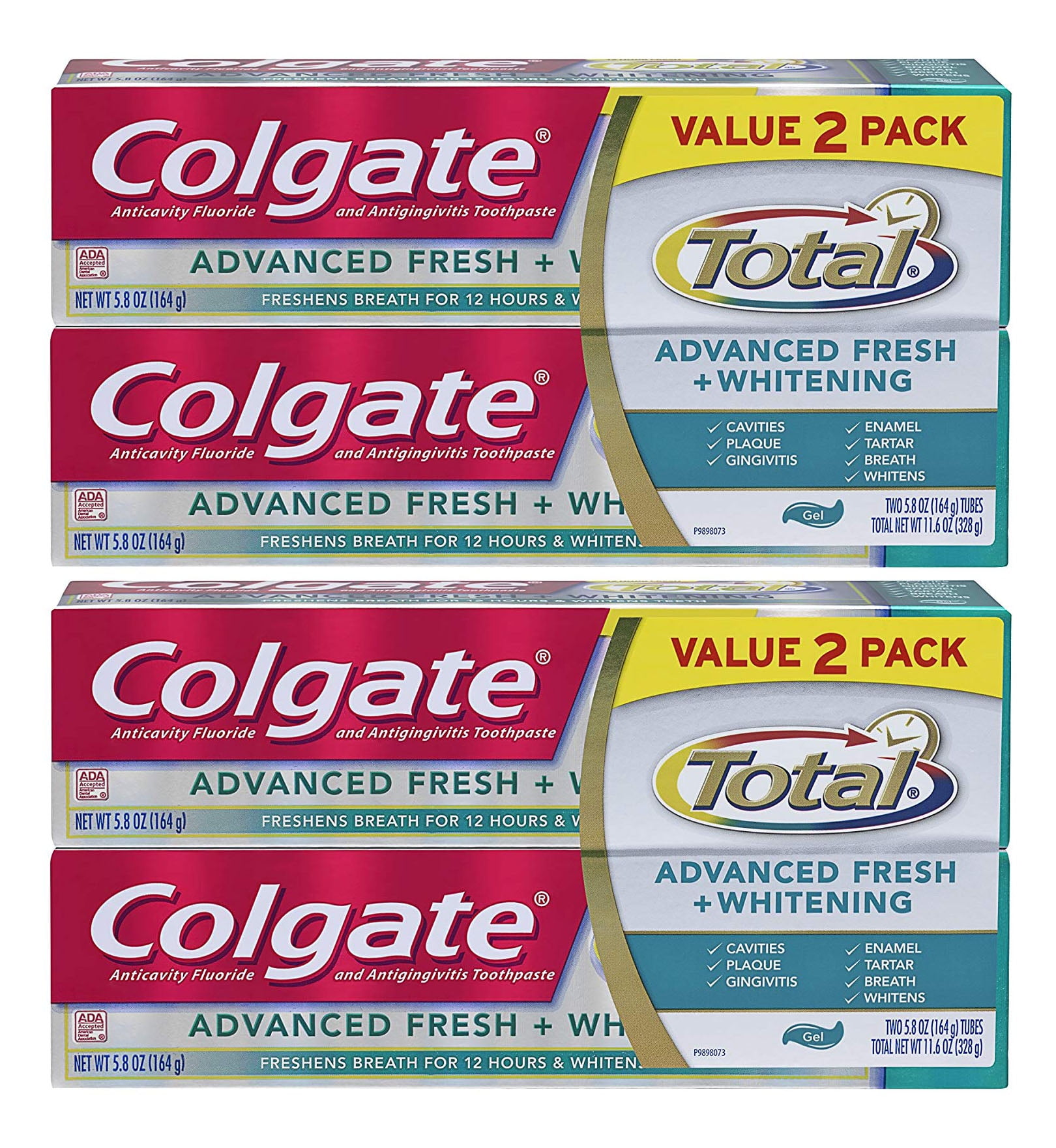 Colgate Total Advanced Fresh/Whitening Gel Toothpaste, Twin Pack, 5.8