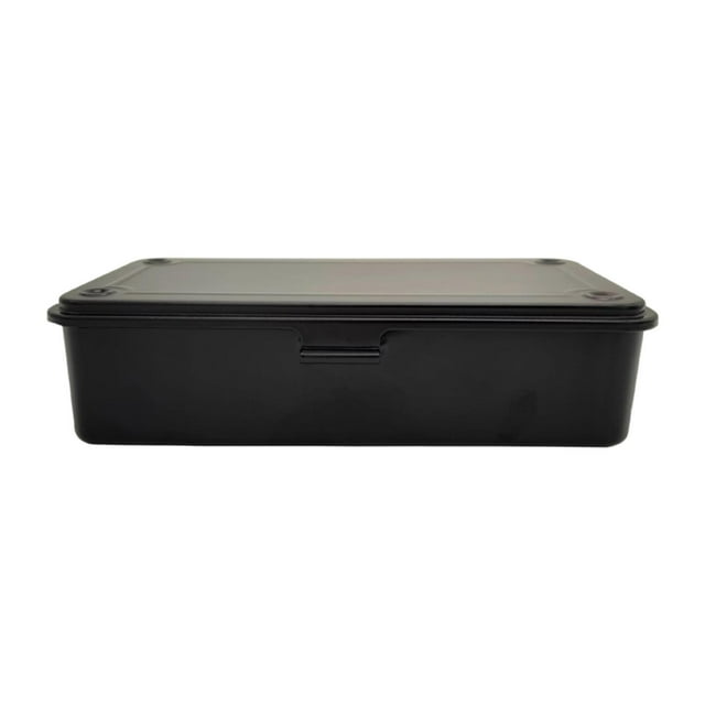 Caja de almacenamiento de hierro vacía con tapa, organizador de notas para manualidades. Negro