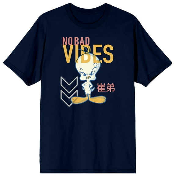 Looney Tunes Classic Cartoon Character Tweety Bird Mens Navy Blue Graphic Tee - M