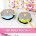 thumbnail image 6 of Giantex Kids Kitchen Playset, Wooden Pretend Cooking Playset w/ Cookware Accessories, Removable Sink, Microwave, Display Shelf, Toddler Pretend Play Kitchen Toy, Best Gift for Girl, Pink, 6 of 9