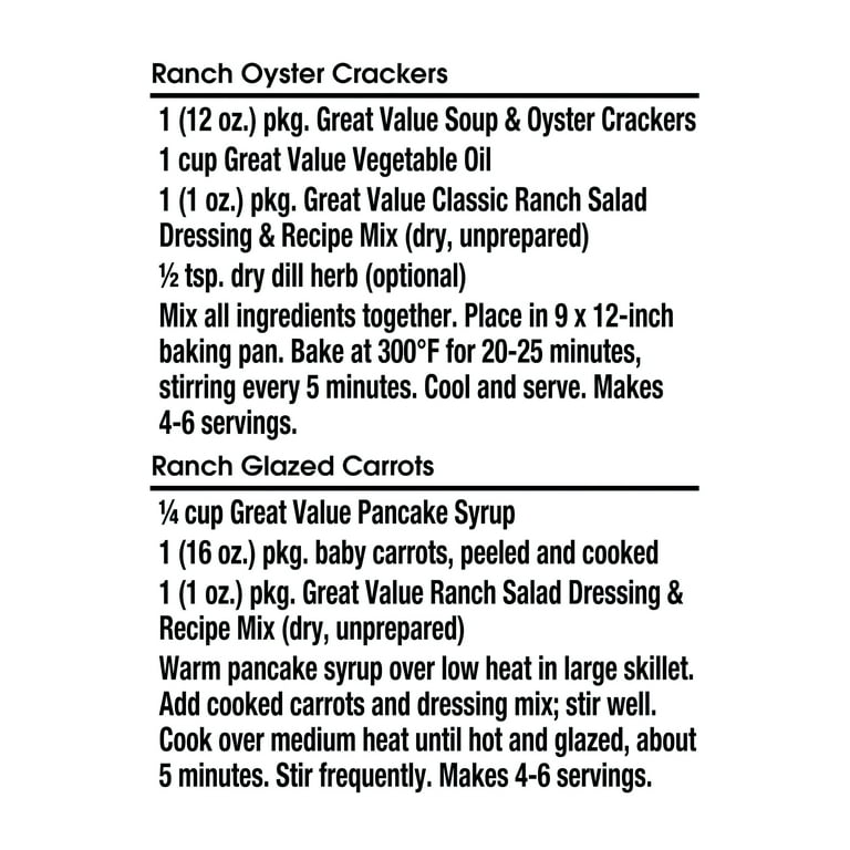 great value classic ranch salad dressing & recipe mix Great Value Classic Ranch Salad Dressing & Recipe Mix, 1 oz Packets, 4 Count