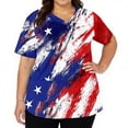 thumbnail image 3 of 250th Anniversary USA Womens Scrub Tops Loose V Neck USA Flag Print Scrubs Short Sleeve 4th of July Celebration Party Scrub Shirts Nursing Workwear Medical Nurse Uniform with Pockets Blue XL, 3 of 5