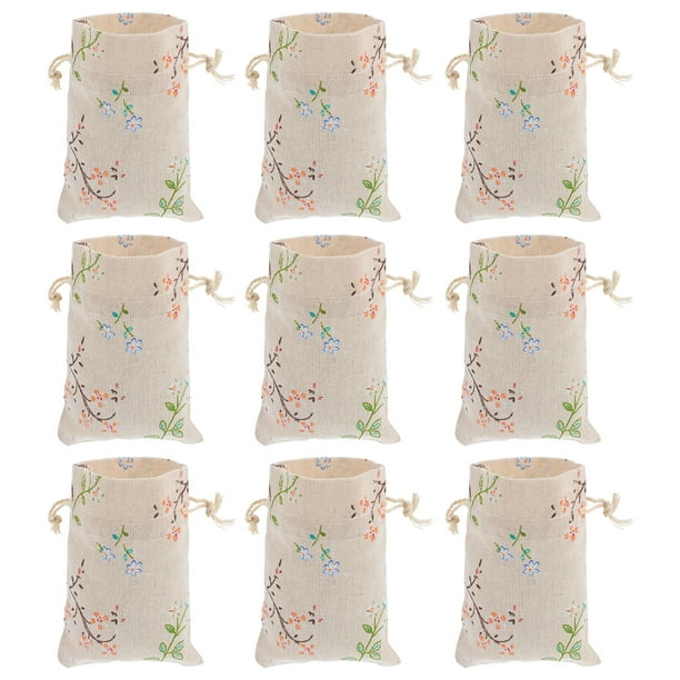 EeaseMX 50 bolsas de arpillera con cordón y estampado de flores