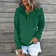 thumbnail image 2 of Women'S Casual Hoodie, Waffle Knit Button Front V-Neck Sweatshirt With Drawstring Hood, Loose Fit Long Sleeve Pullover For All Season Streetwear Wrm Cardigans Hoodie (M, Dark Green) ZMTing, 2 of 3