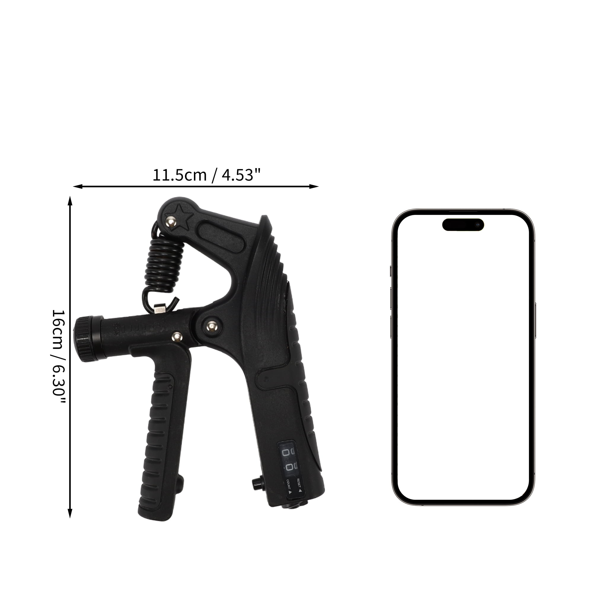 Unique Bargains R Shape Hand Grip Strengthener Adjustable Strength for Fitness  Black