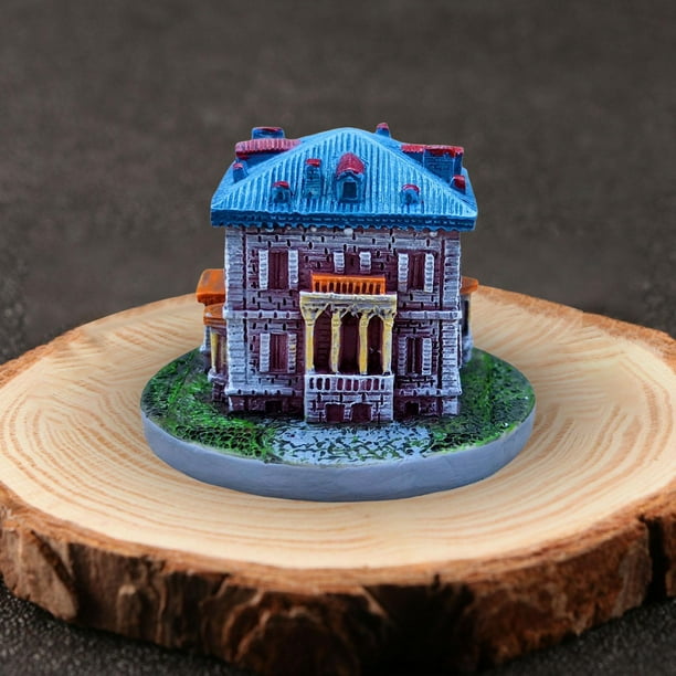 Mini casa de jardín de hadas, adorno de casa de muñecas, casa en miniatura de micro paisaje, villa de resina para macetas de de