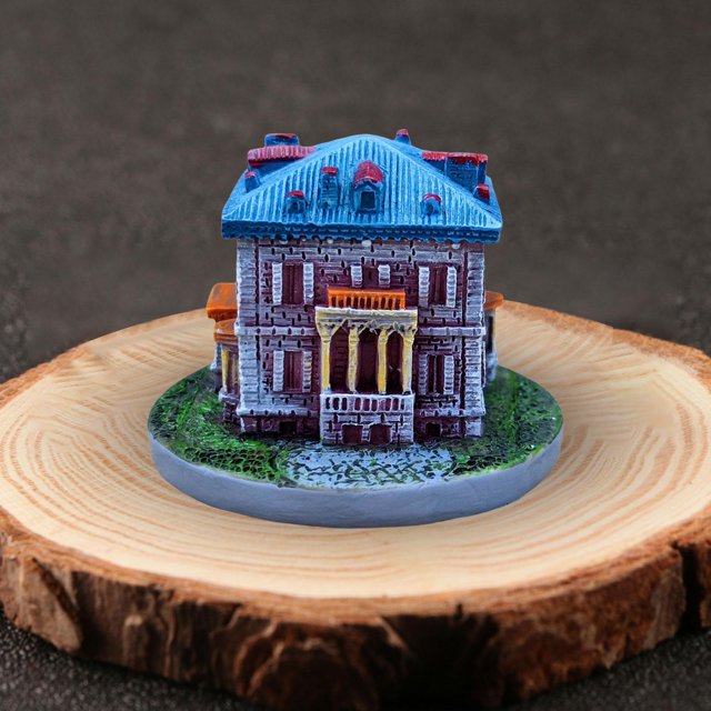 Mini casa de jardín de hadas, adorno de casa de muñecas, casa en miniatura de micro paisaje, villa de resina para macetas de de