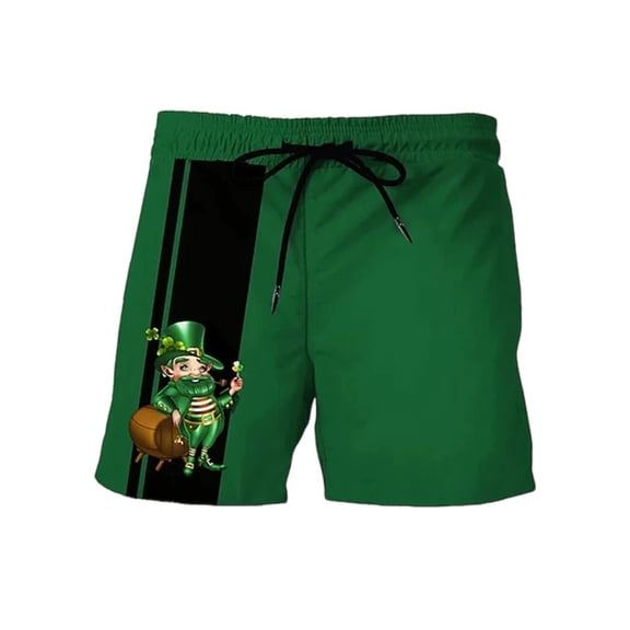 Tisuna Mens St. Patrick'S Day Swim Trunks Color Block Drawstring Elastic Waist Straight Leg Shorts Soft Comfortable Men Pool Bathing Suit Green Size 2Xl