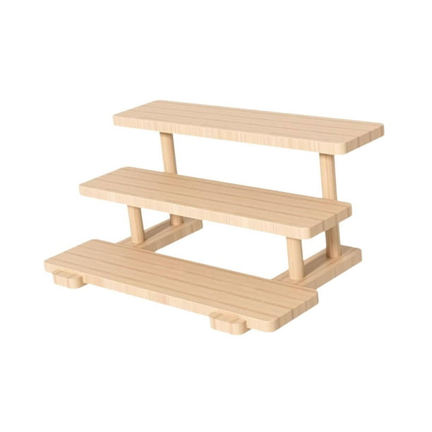 Expositor de madera con soporte para encimera, estante de almacenamiento de múltiples capas para joyería moderna 3 capas