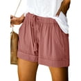 thumbnail image 3 of Women Beach Shorts Elastic Waist Shorts Plus Size Solid Color Short Pants(S-5XL), 3 of 6