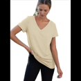 thumbnail image 1 of Camiseta Informal con Cuello en V para Mujer, Color Albaricoque, Talla S, 1 of 8