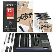 Arteza Hand Lettering Pens, .. 12-Piece Calligraphy Set for .. Beginners, 5 Micro-Line Pens, .. 2 TwiMarkers, Gel Pen, .. Bullet Marker, Pencil, & .. Eraser, Art Supplies with .. a Guidebook