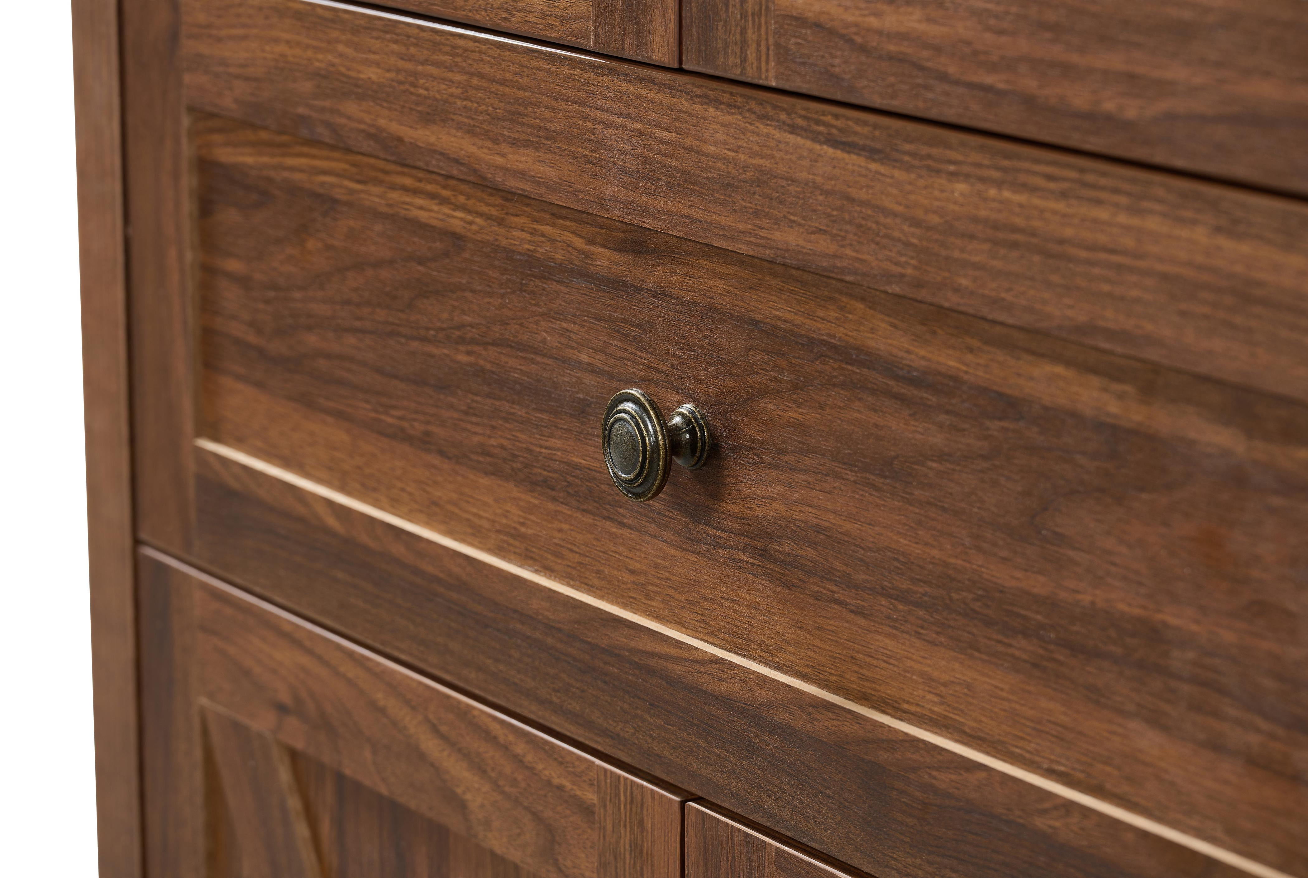 PAPROOS 71'' Arched Pantry Storage Cabinet, Kitchen Pantry Cabinet with Drawers and Doors, Adjustable Shelves, Display Cabinet for Dining Room Living Room, Walnut Brown