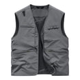 thumbnail image 2 of VBTAPA Men's Lightweight Vest Sleeveless Cargo Work Jacket Outdoor Travel Hiking Running Outerwear Vests with Zip Pockets Gray XXXL, 2 of 6