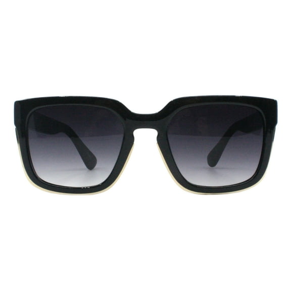 Women's Sunglasses Square Keyhole Frame Gold Metal Trim UV400 Black