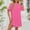 #0080-Hot Pink, variant on Women's Lapel Collar Short Sleeve Shirt Dress, Solid Button Front Midi Length Jacket Style, Lightweight Flowy Casual Spring Summer Office Wear, Breezy Everyday Layering Work Tunic Gift