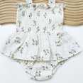 thumbnail image 5 of LYMAYTER Newborn Baby Girls Summer Floral Romper Sleeveless Halter Smocked Dress Bubble Hem Outfit 3-24M, 5 of 8