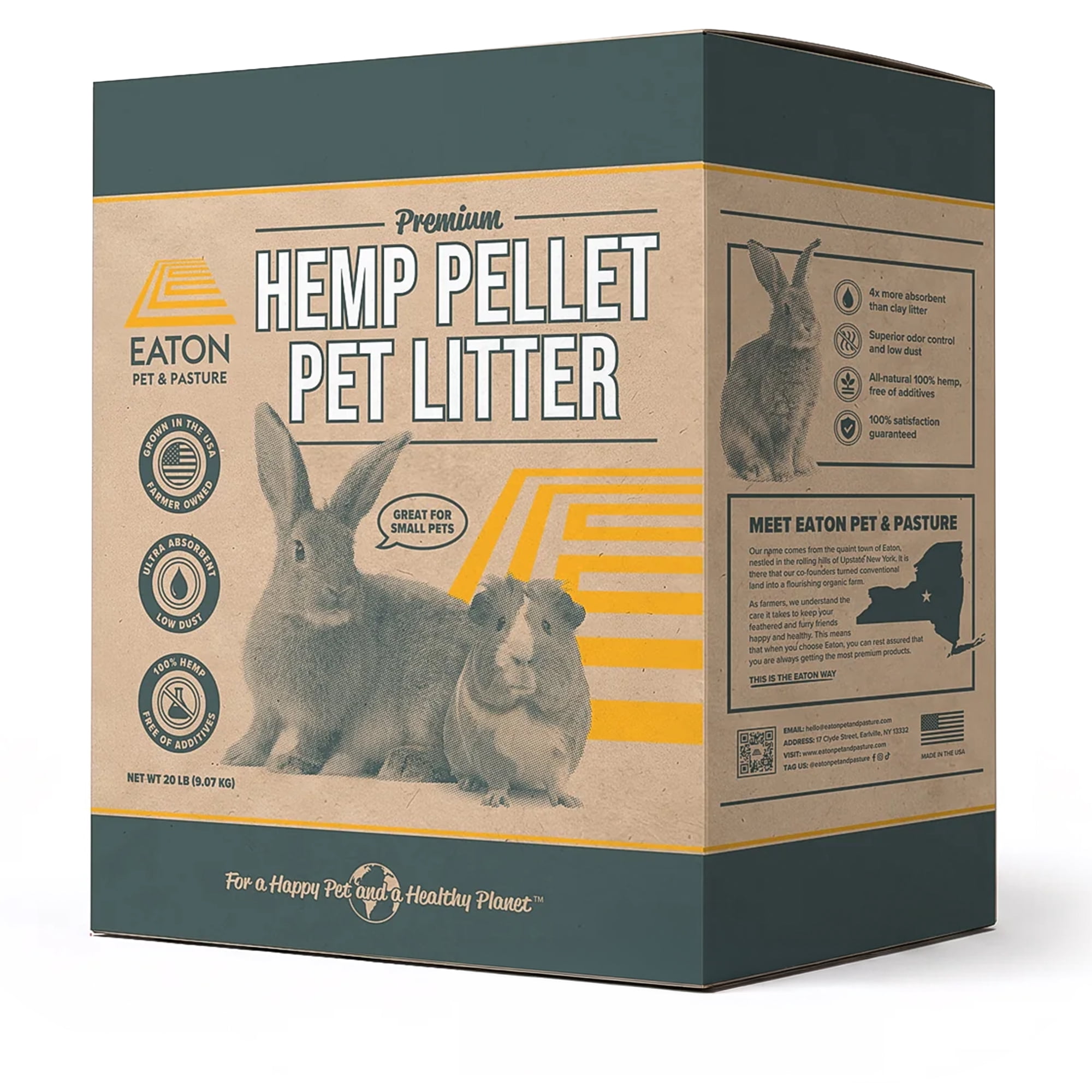 Eaton Pet and Pasture Hemp Pellet Pet Litter and Bedding for Rabbits and Small Animals