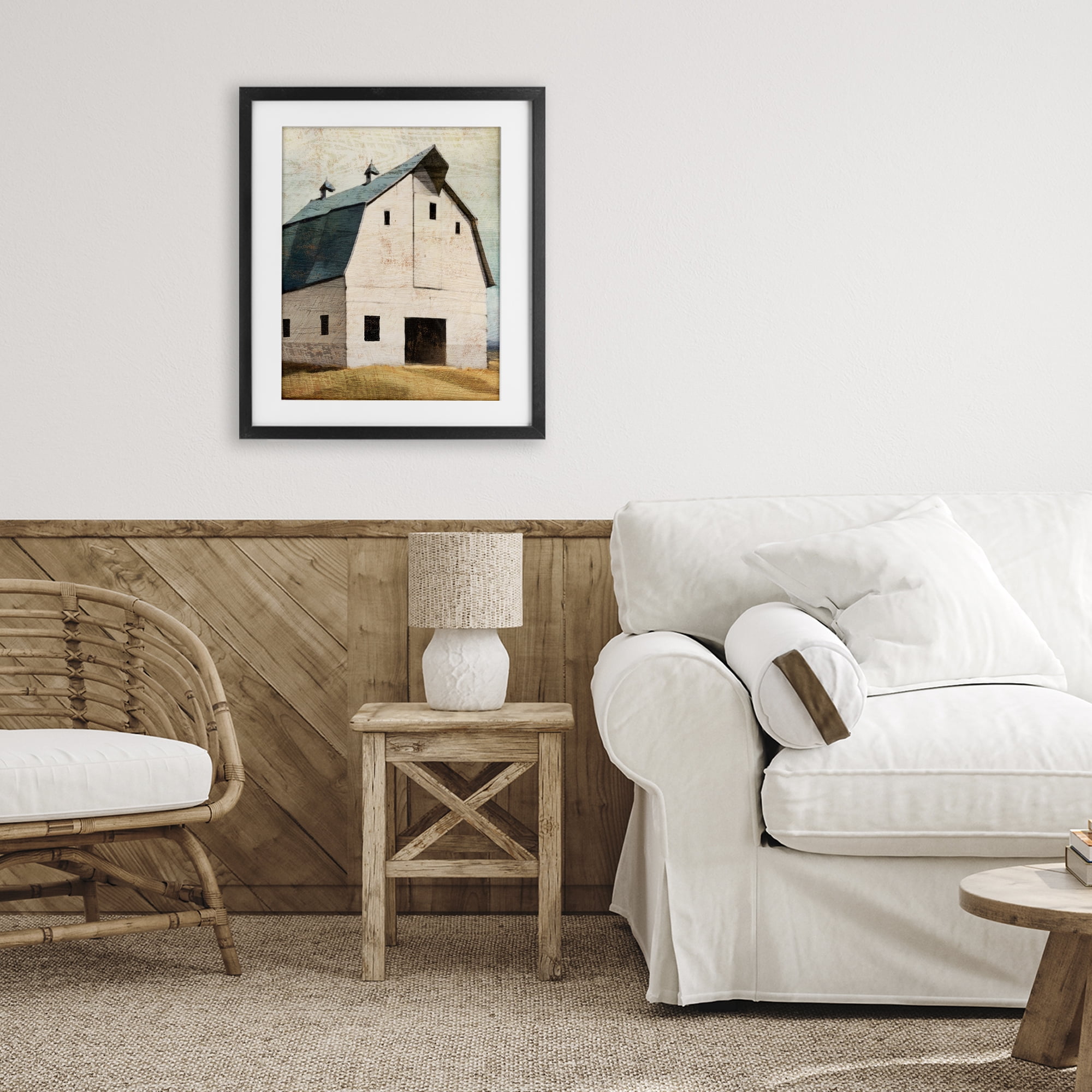 Stupell Industries Rustic Big Barn Blue Black Framed Print Under Glass, design by Susan Jill