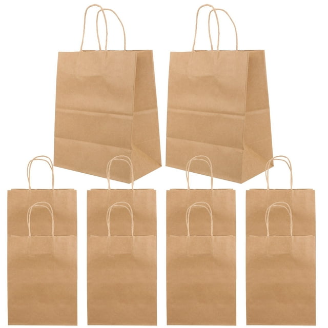 NUOLUX 10Ud Bolsas Marrón Claro Con Asas Para Regalos Y Almacenamiento Confiable En Fiestas Y