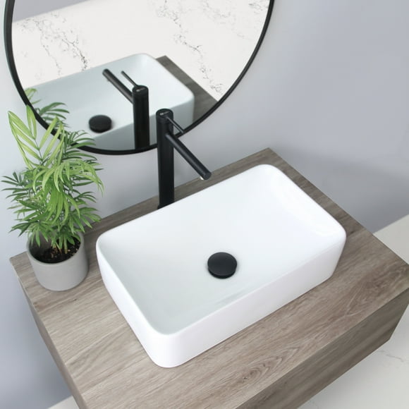 Stylish Vessel 19"Wx 11 ½"D White Porcelain Rectangular Bathroom Sink P-227H