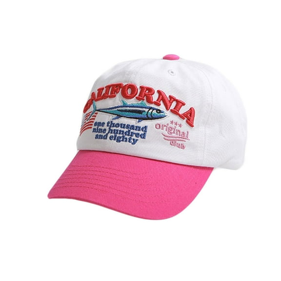 WITHMOONS California Fish Embroidery Baseball Cap Cotton Dad Hats Adjustable TR11522 (White)