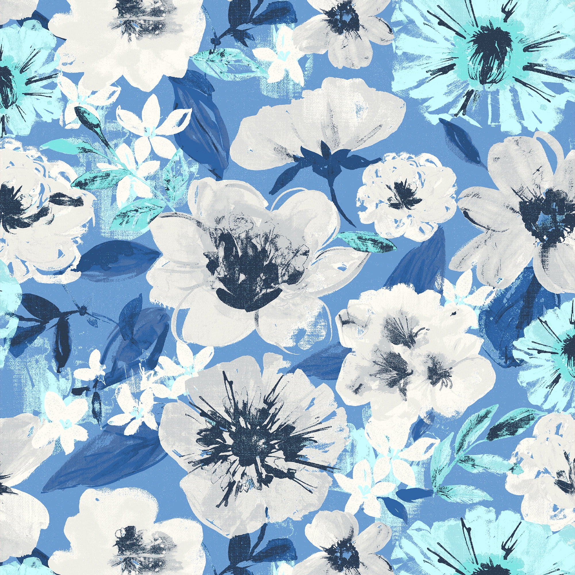Mainstays 45" L x 22.75" W Blue Floral Rectangle Outdoor 2 Piece Deep Seat Cushion