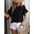 thumbnail image 3 of Cuteduck Womens Tops Ruffle Sleeve Textured Casual Loose Fit Crew Neck T-Shirt S-XXL, 3 of 4