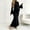 Black, variant on Purcolt Womens Maternity Ribbed Knit Maxi Dress Elegant Ruffled Trim Mock Neck Flare Long Sleeve Mermaid Dress Comfort Stretchy Slim Fit Bodycon Long Dress