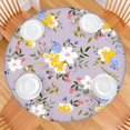 thumbnail image 3 of 44in Round Tablecloth with Elastic Edge, Waterproof Fitted Table Cover for 36-44" Tables, Floral Theme Polyester Reusable Table Cloths Wipe Clean for Picnic, Dining, Outdoor Use and Party Decor, 3 of 7